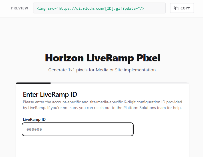 HMI LiveRamp Pixel Generator